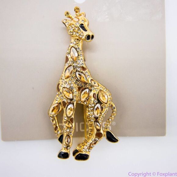 NEW Chico's giraffe brooch pin,‎ color: gold, black - Picture 1 of 9
